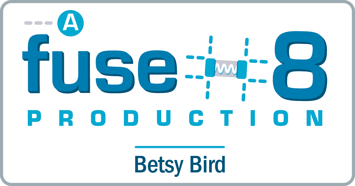 Post image for the "A Fuse 8 Production" blog featuring their logo which is the text "A Fuse 8 Production" in varying blue styles and colors with Betsy Bird's name below it on a white background and surrounded by a grey rectangular outline with rounded corners. There are some illustrated flourishes in the logo that are zipper-like.