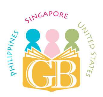 Post image for Gathering Books featuring their logo with an illustration of a yellow open book with the letters GB in front of it and three figures of people (one blue, one pink, and one green) behind it. The text "Philippines", "Singapore", and "United States" in blue, pink, and green respectively encircle the image.