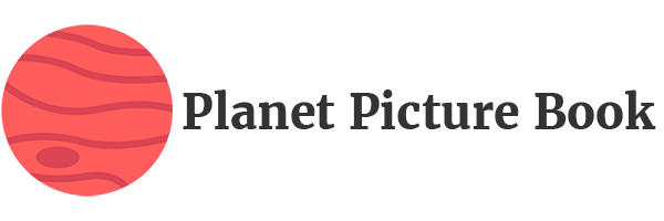 Post image for the Planet Picture Book blog featuring the Planet Picture Book logo which is a reddish-pink planet with darker pink flourishes in it and the text "Planet Picture Book" in a serif font to the right of it. The image is on a light pink background.