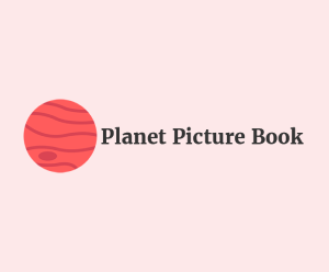 Hero image for the Planet Picture Book blog featuring the Planet Picture Book logo which is a reddish-pink planet with darker pink flourishes in it and the text "Planet Picture Book" in a serif font to the right of it. The image is on a light pink background.