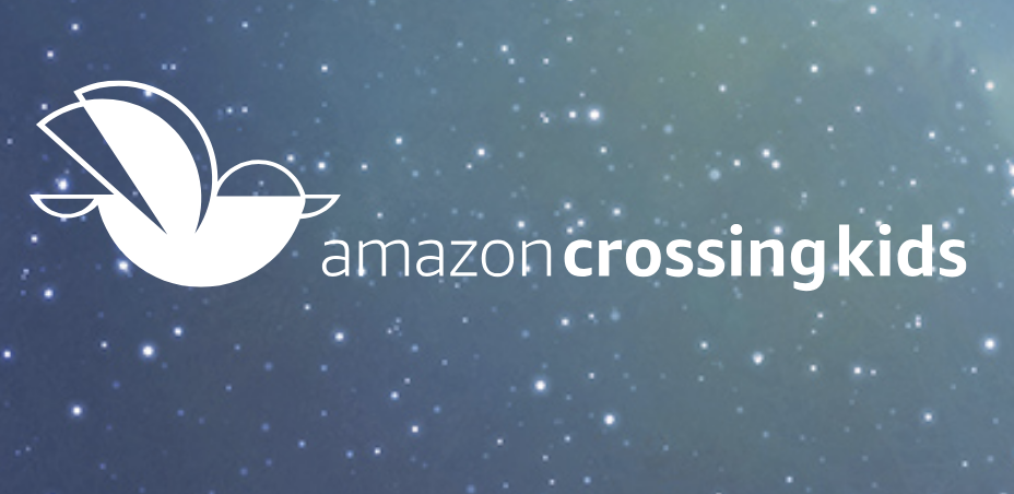 Post image for Amazon Crossing Kids featuring a starry sky in the background and the name of the publisher as well as a bird logo in white on top of it.