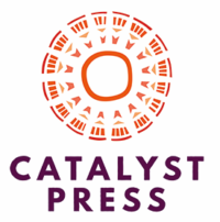 Post image for Catalyst Press featuring the press' logo which is an ornate orange graphic imitating the sun with the name of the publisher in all caps in dark purple below it.