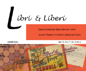 Hero image for Libri & Liberi featuring an excerpt from a cover of one of their editions with their name in a cursive black font, an orange banner with text, an a graphic featuring stamps and other miscellany.