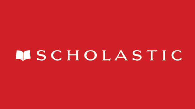 Post image for Scholastic featuring their logo which is the word scholastic in uppercase letters in white and a white graphic of an open book to its left on a red background.