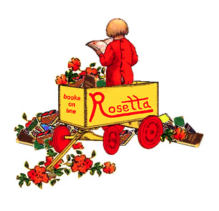 Hero image for The Rosetta Project featuring an illustration of a young child with their back turned to the viewer in a yellow wagon surrounded by roses who is reading a book.