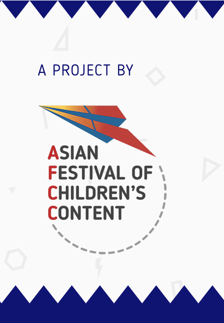 Post image for Themed Children's Books from and about Asia featuring the text "A project by" followed by the logo for the Asian Festival of Children's Content with the organization's name with each first letter of each word in red and a graphic of a red folded paper airplane on top of them. Above and below the entirety of the image are a jagged dark purple border.