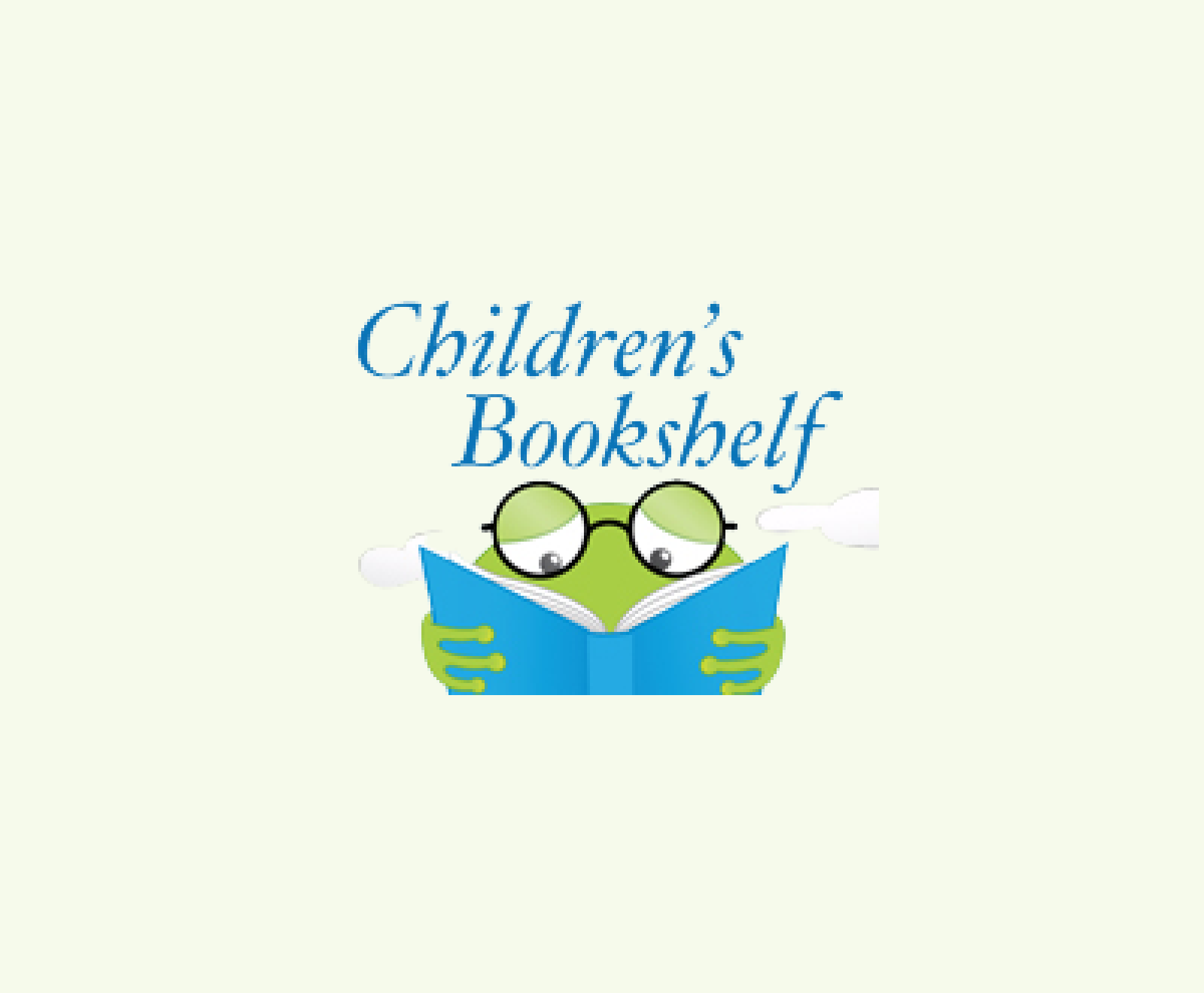 Hero image for the Journals and Newsletters category featuring a logo for Publisher's Weekly's newsletter "Children's Bookshelf" which depicts an illustration of a green frog in black glasses reading an open blue book with the text "Children's Bookshelf" in italics above it. All of this is on a pale green background.